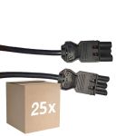 Mehrfachpackung 25x Noxion GST - Kompatibel Verlängerungskabel Schwarz - Männlich + Weiblich - 3m - 3 pole 1,5mm2